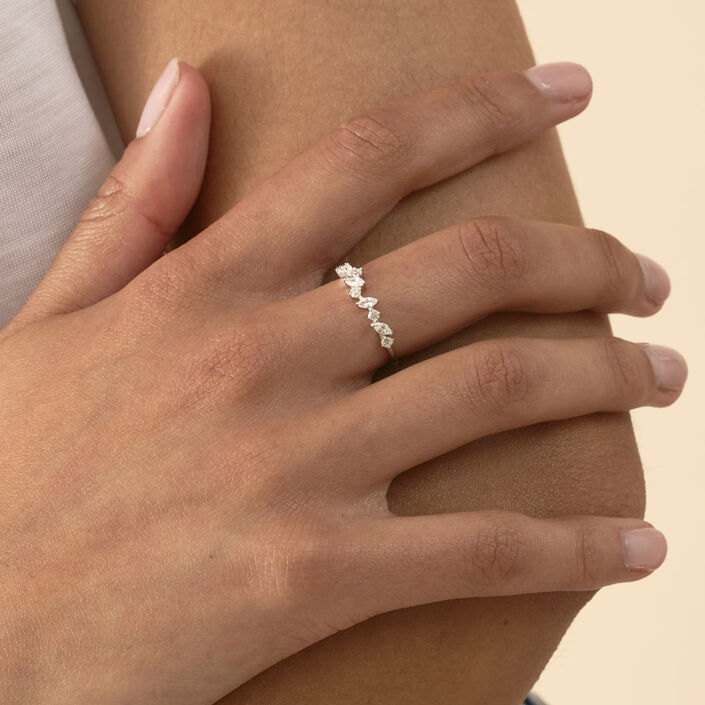 Bague fine PLEIADES - Cristal / Argenté - Bagues  | Agatha