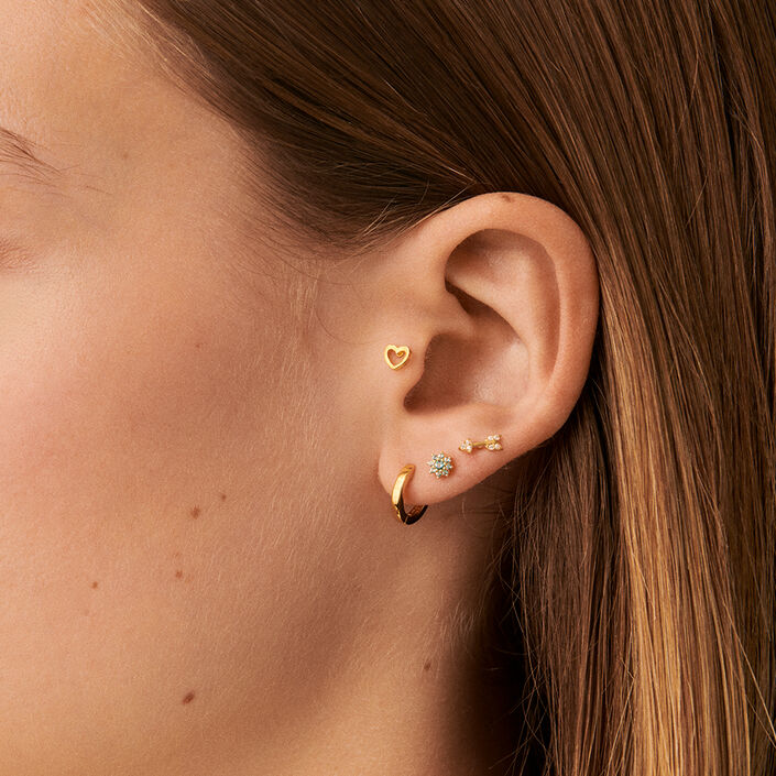 Piercing puce FLEURIE - Turquoise / Doré - Piercings  | Agatha