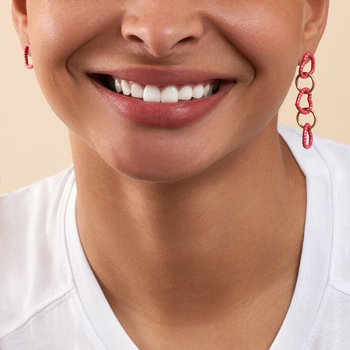 Boucles d'oreilles pendantes SESHA - Rose / Doré - Boucles d'oreilles  | Agatha