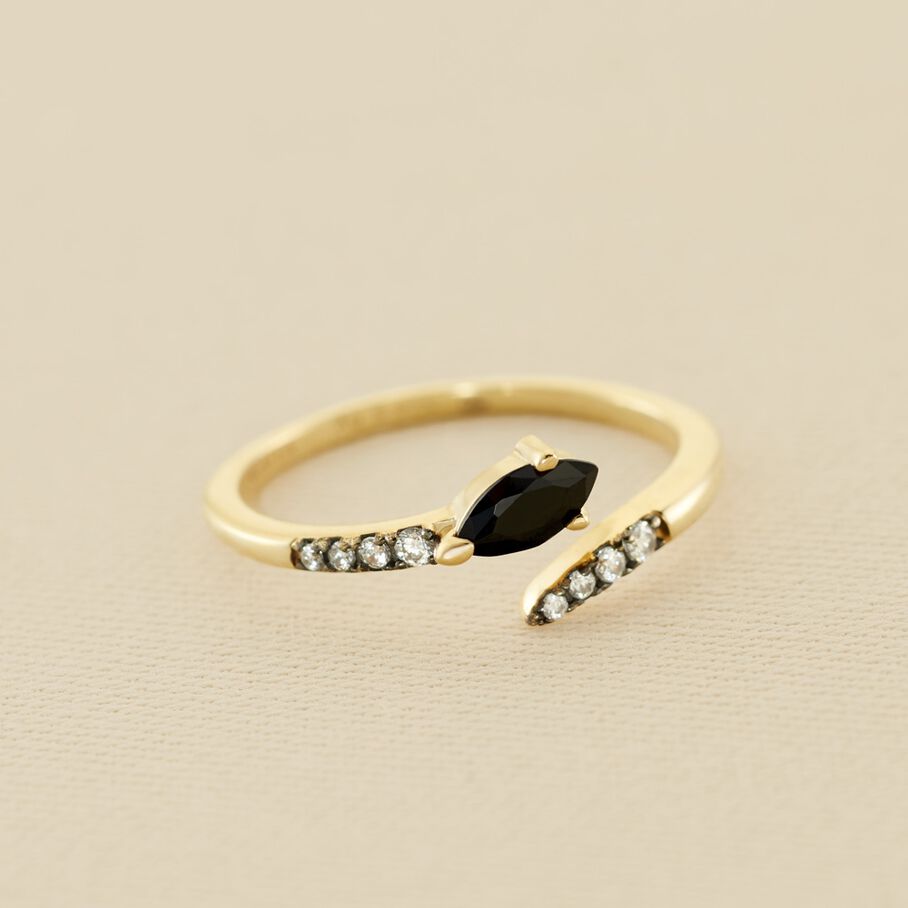 Bague fine SNAKY - Cristal / Gun - Bagues  | Agatha