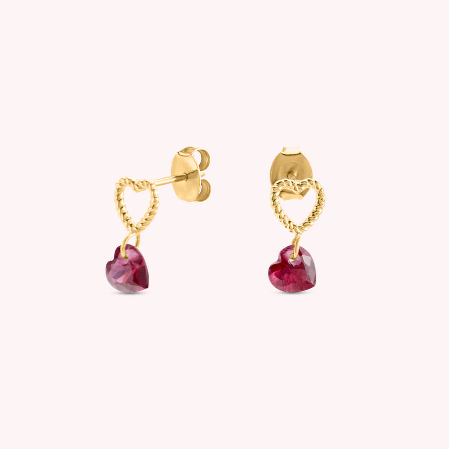 Boucles d'oreilles puces BEGUIN - Rouge / Doré - Boucles d'oreilles puces  | Agatha