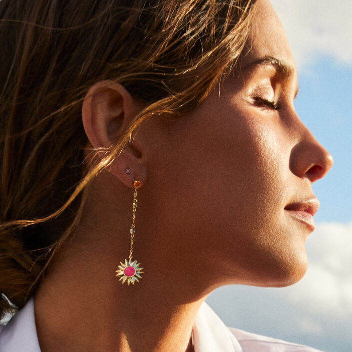 Boucles d'oreilles pendantes RODEO - Multicolore / Doré - Boucles d'oreilles  | Agatha