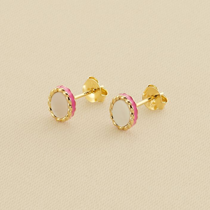 Boucles d'oreilles puces ATMA - Nacre /rose - Boucles d'oreilles puces  | Agatha
