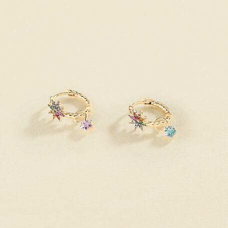 Créoles SPACE AGE - Multicolore / Doré - Boucles d'oreilles  | Agatha