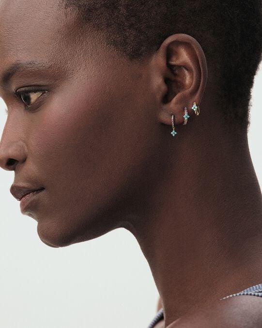 Piercing créole MIX& MATCH - Multicolore / Doré - Argent véritable  | Agatha Piercing créole MIX& MATCH - Multicolore / Doré - Argent véritable  | Agatha