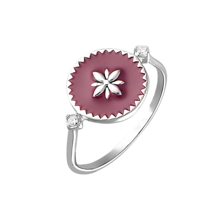 Bague large FLOWER - Violet / Argenté - Bagues  | Agatha
