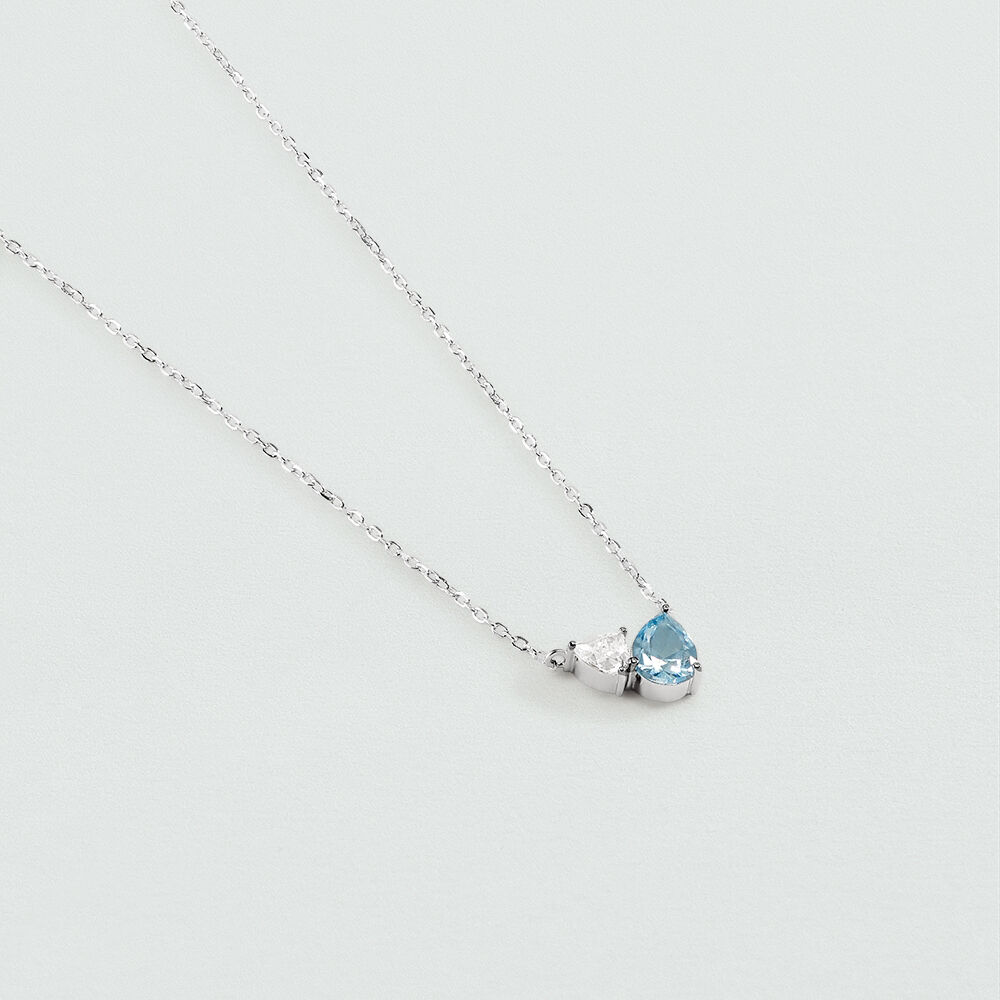 Collier ras du cou JACKIE - Argenté / Bleu aquamarine  - Colliers ras du cou  | Agatha