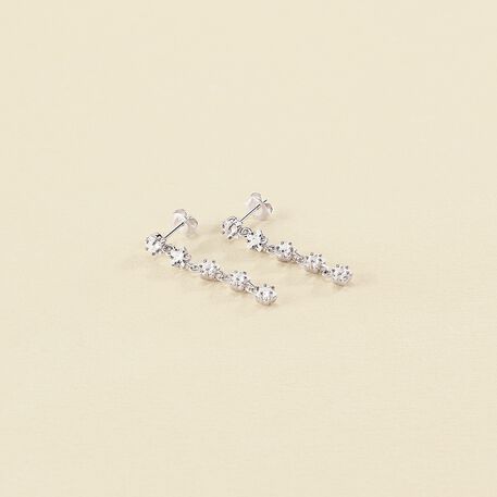 Boucles d'oreilles pendantes SPACEAG - Cristal / Argenté - Boucles d'oreilles  | Agatha