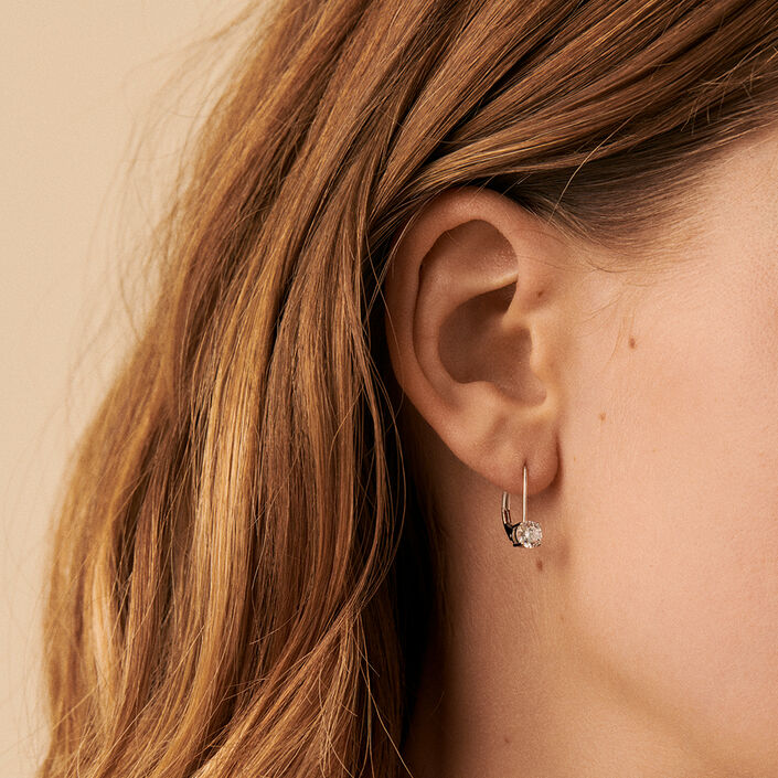 Boucles d'oreilles pendantes SOL - Cristal / Argenté - Boucles d'oreilles  | Agatha