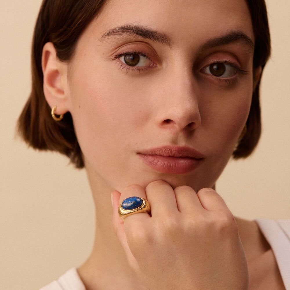 Bague large PETRA - Lapis / Doré - Bagues avec pierre  | Agatha