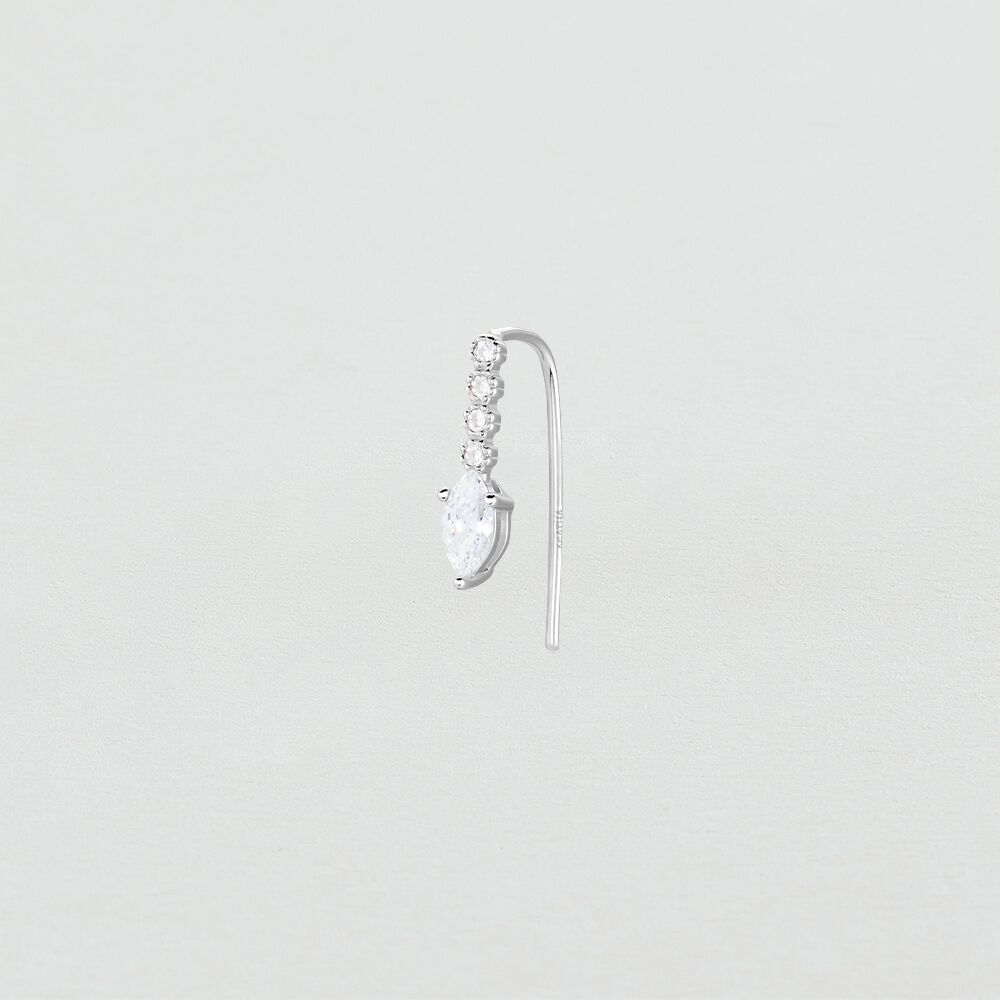 Piercing puce NAVETA - Cristal / Argent&eacute; - Argent v&eacute;ritable  | Agatha