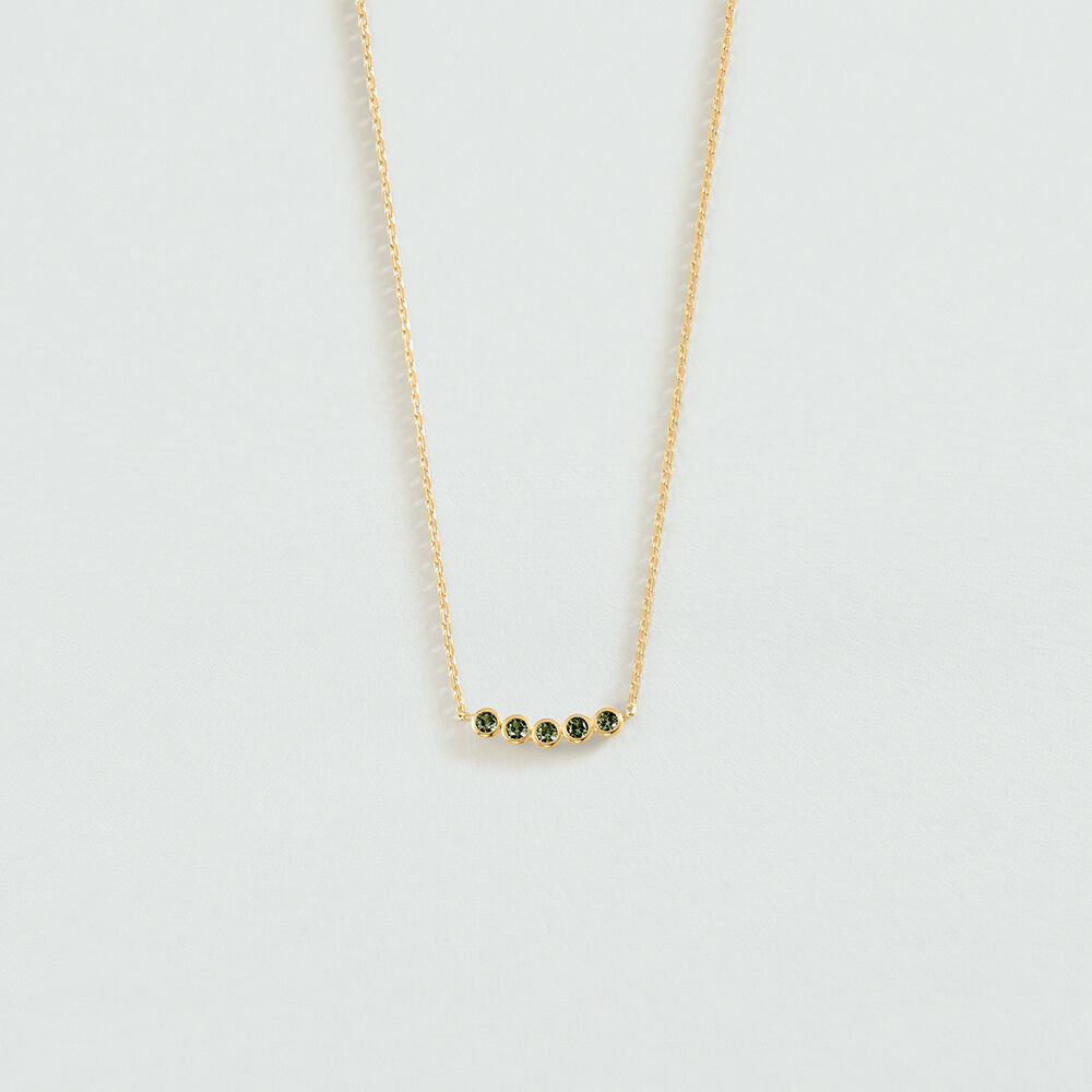 Collier mi-long OD&Eacute;ON - Vert / Dor&eacute; - Colliers mi-long  | Agatha