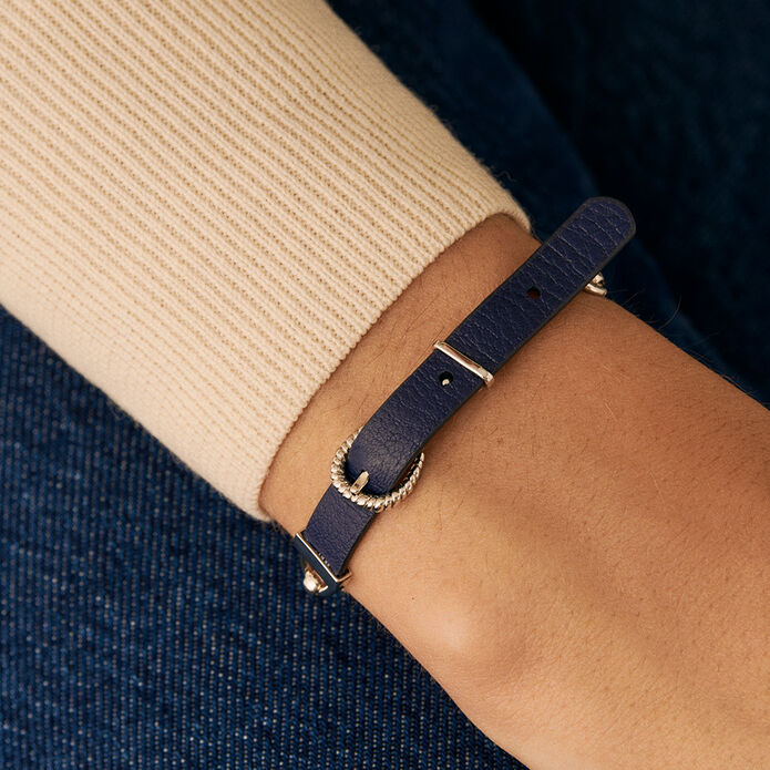 Bracelet souple TWIGGY - Argenté / bleu foncé  - Bracelets  | Agatha
