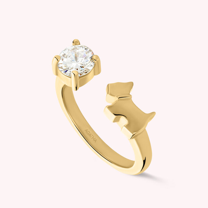 Bague fine BARBARA - Cristal / Doré - Bagues  | Agatha