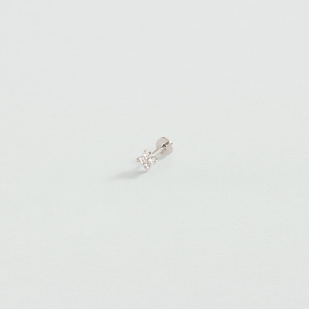 Piercing puce FLEUR MIX & MATCH - Cristal / Argent&eacute; - Piercing H&eacute;lix & Tragus  | Agatha