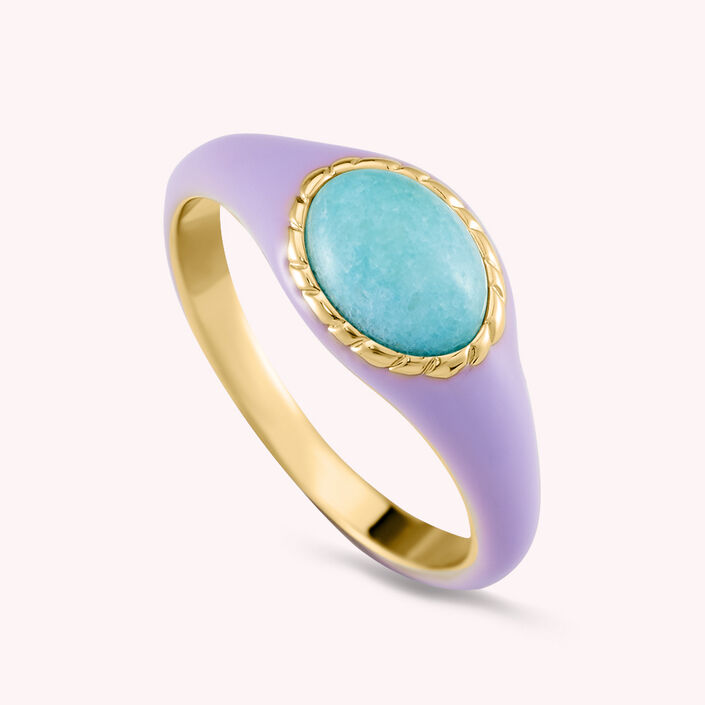 Bague fine ARLEQUIN - Mauve / Doré - Bagues  | Agatha