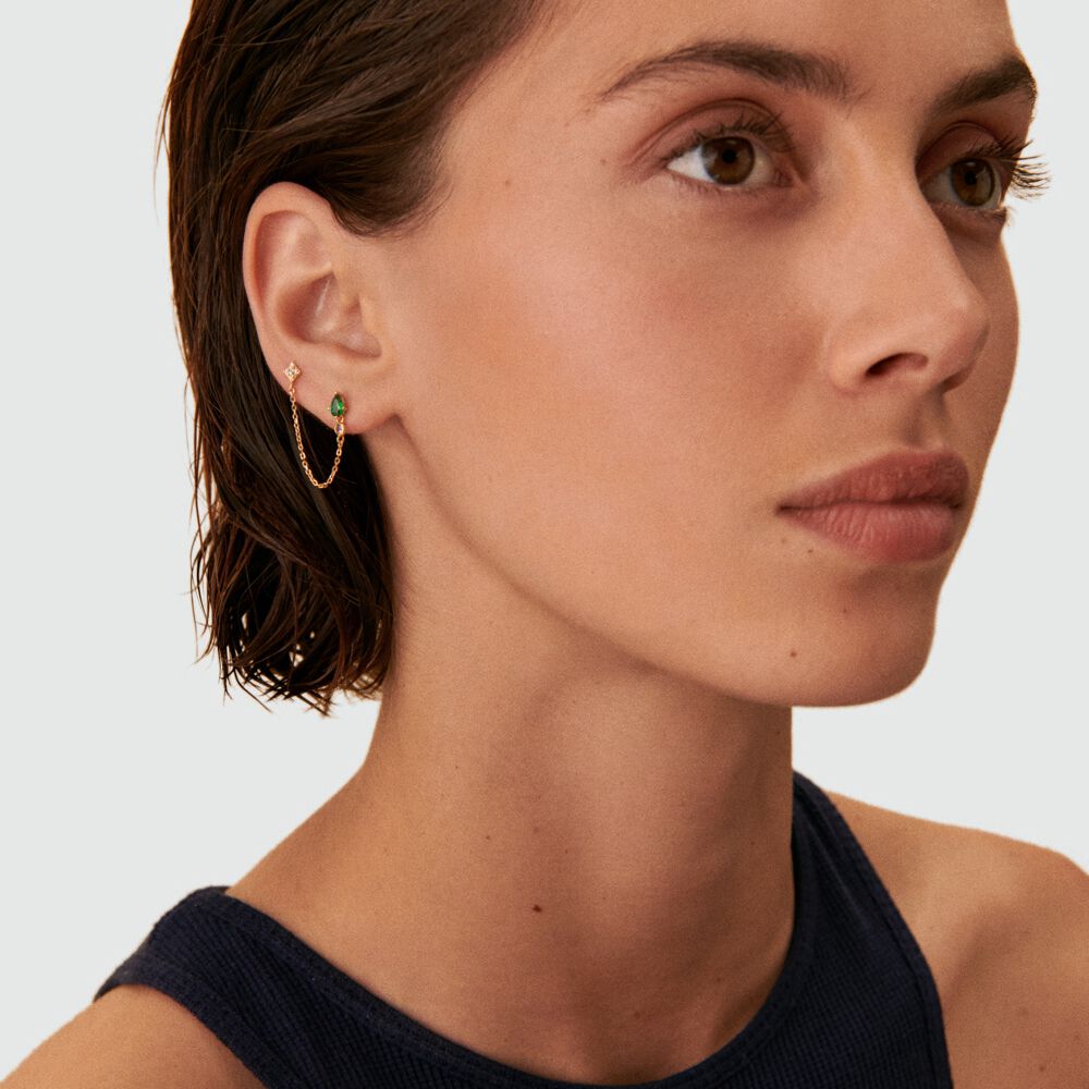 Piercing puce ASTRAL - Vert / Dor&eacute; - F&ecirc;te des m&egrave;res  | Agatha