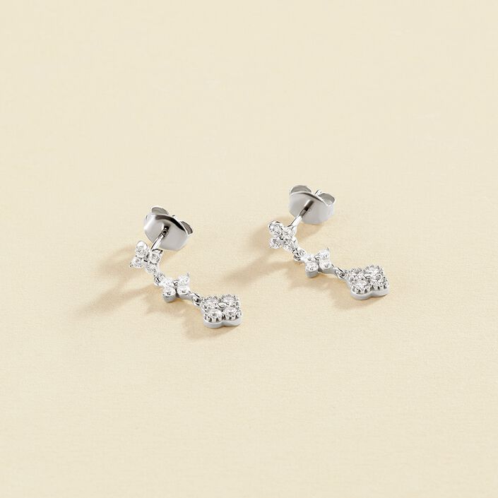 Boucles d'oreilles pendantes BELOVED - Cristal / Argenté - Boucles d'oreilles  | Agatha