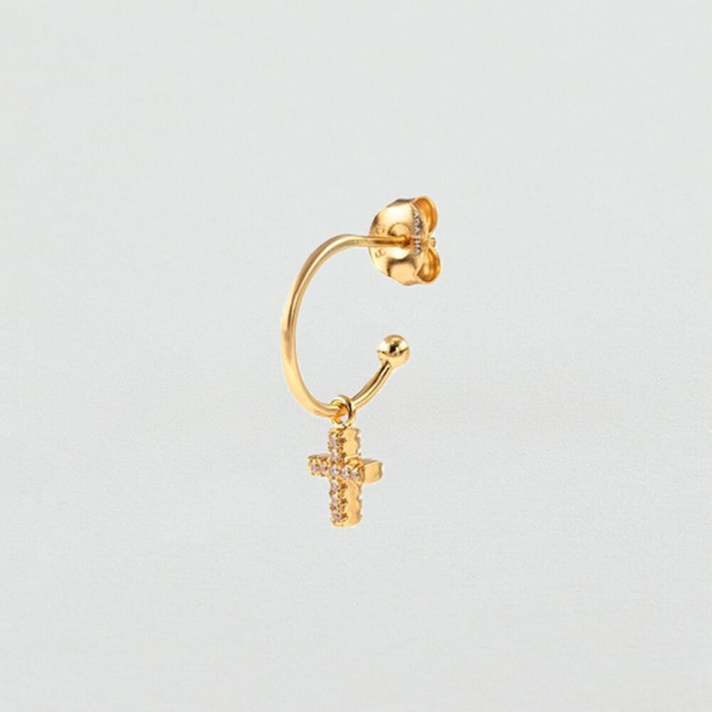 Piercing cr&eacute;ole CRIOCRUZ - Cristal / Dor&eacute; - Argent v&eacute;ritable  | Agatha