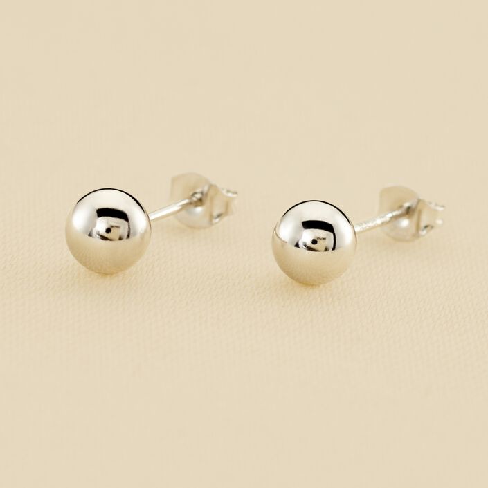 Boucles d'oreilles puces BOULE - Argenté - Boucles d'oreilles puces  | Agatha