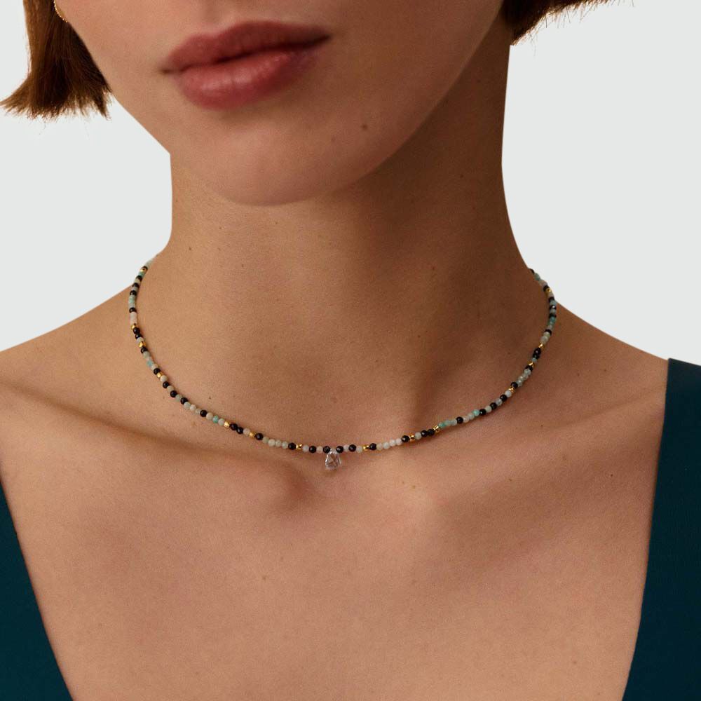 Collier ras du cou DIAMONDS - Aigue marine - Colliers fantaisie  | Agatha