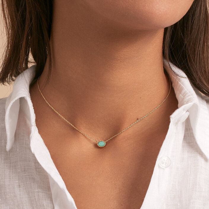 Collier ras du cou ATMA - Amazonite/ jaune - Colliers  | Agatha