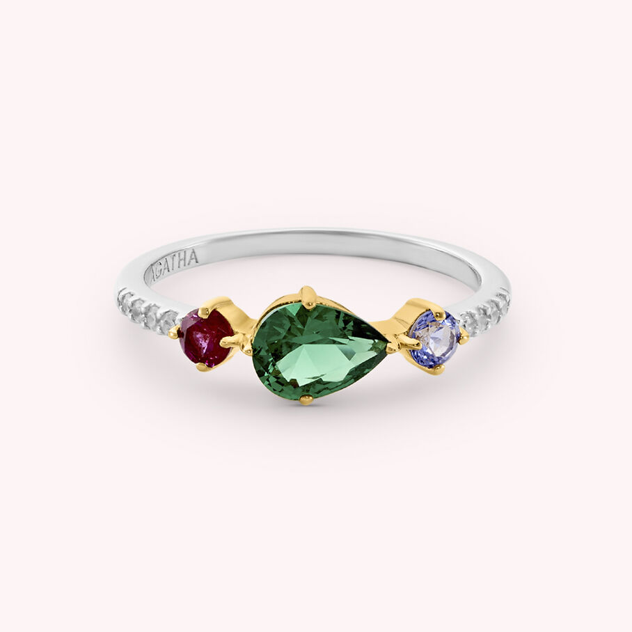 Bague fine ASTRE - Multicolore / Doré - Bagues  | Agatha