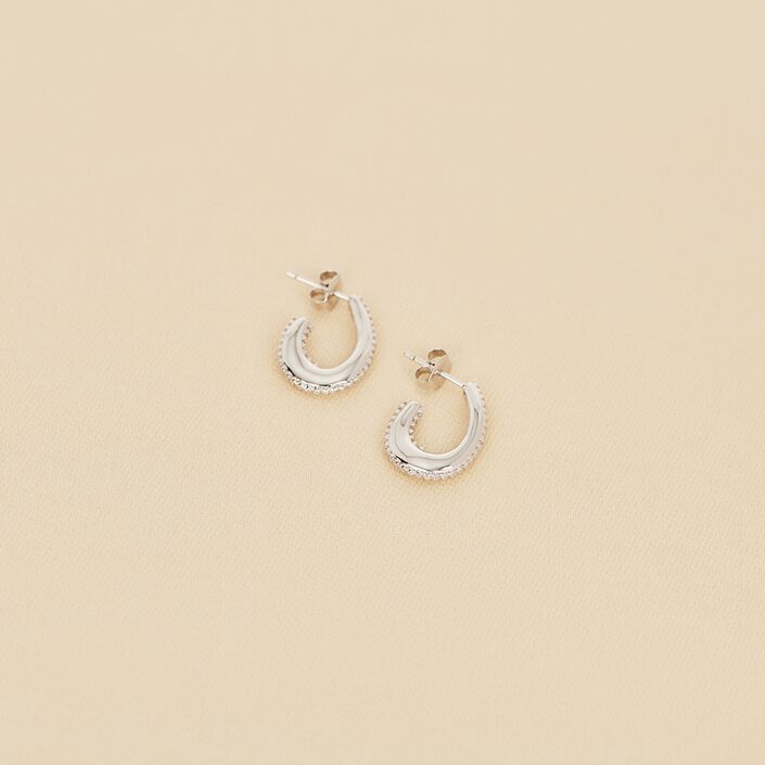 Créoles GEMINI - Cristal / Argenté - Boucles d'oreilles  | Agatha