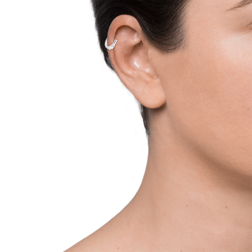 Piercing ear cuff NAVETA - Cristal / Argent&eacute; - Argent v&eacute;ritable  | Agatha