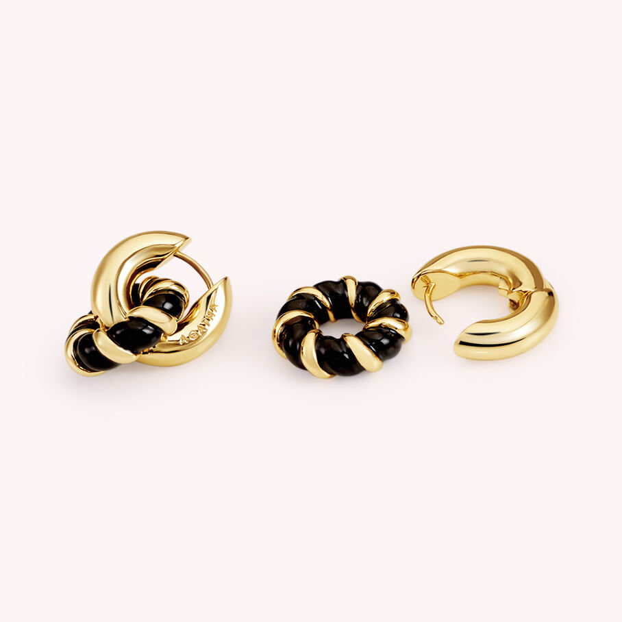 Créoles SESHA - Noir / Doré - Boucles d'oreilles  | Agatha