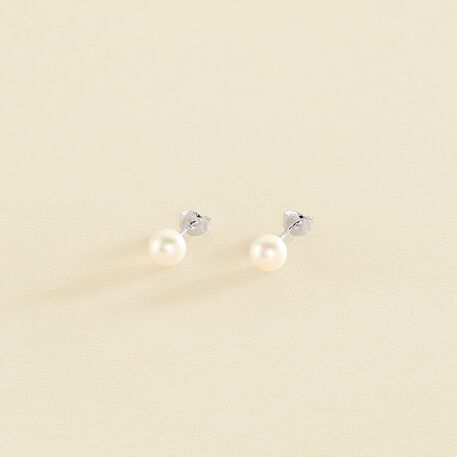 Boucles d'oreilles puces PERL - Perle / Argenté - Boucles d'oreilles puces  | Agatha