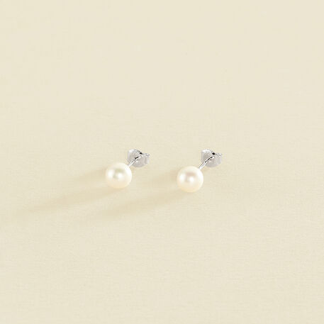 Boucles d'oreilles puces PERLYS - Perle / Argenté - Boucles d'oreilles puces  | Agatha