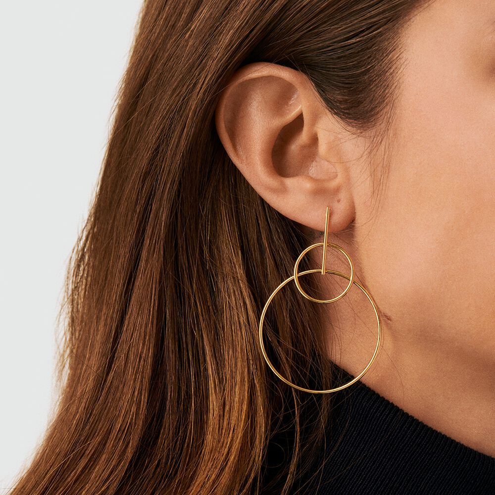 Boucles d'oreilles pendantes CASSINI - Dor&eacute; - Boucles d'oreilles cercle  | Agatha