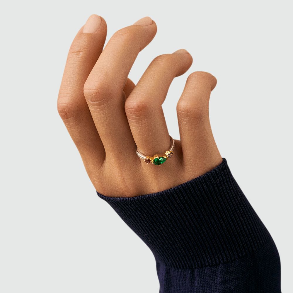 Bague fine ASTRE - Multicolore / Doré - Bagues fines  | Agatha