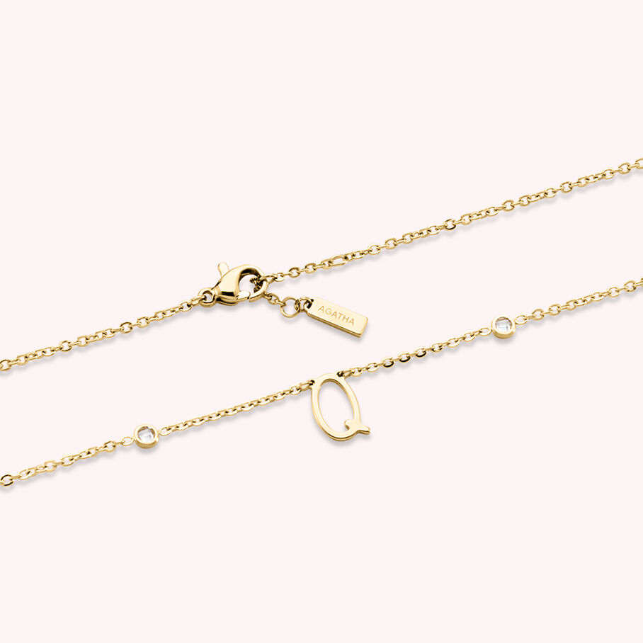 Collier ras du cou LETTRE Q - Cristal / Doré - Colliers  | Agatha