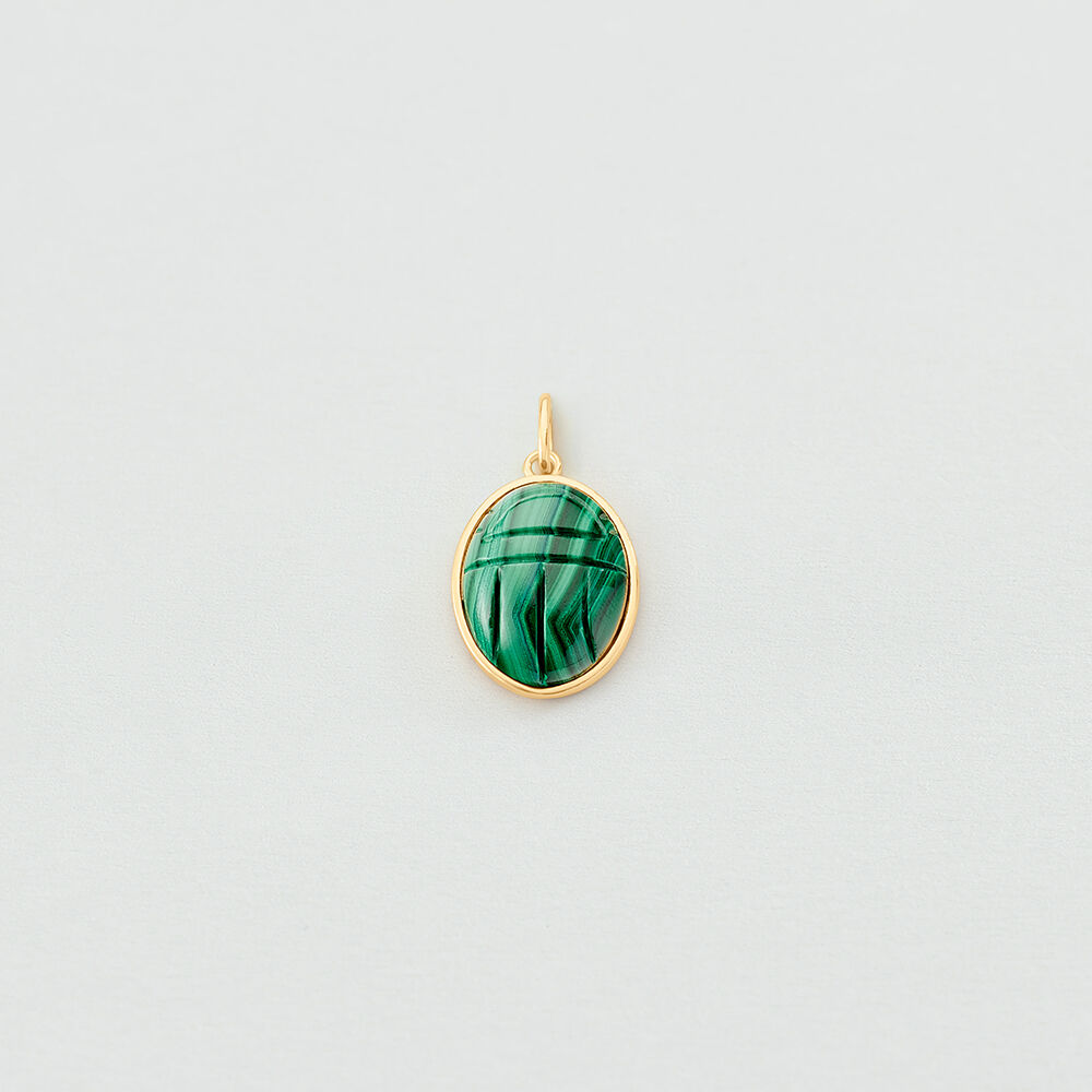Pendentif SCARAB&Eacute; MALACHITE - Vert / Dor&eacute; - Autres pierres  | Agatha
