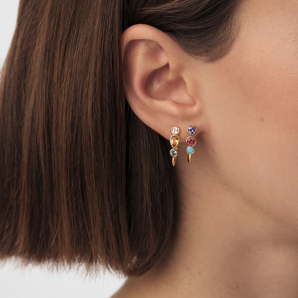 Cr&eacute;oles CANDY - Multicolore / Dor&eacute; - Boucles d'oreilles fantaisies  | Agatha