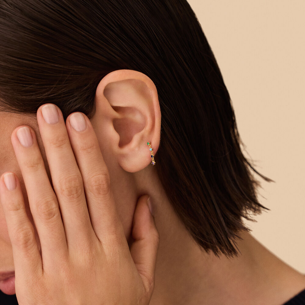 Piercing puce LISE - Bleu / Doré - Piercings  | Agatha