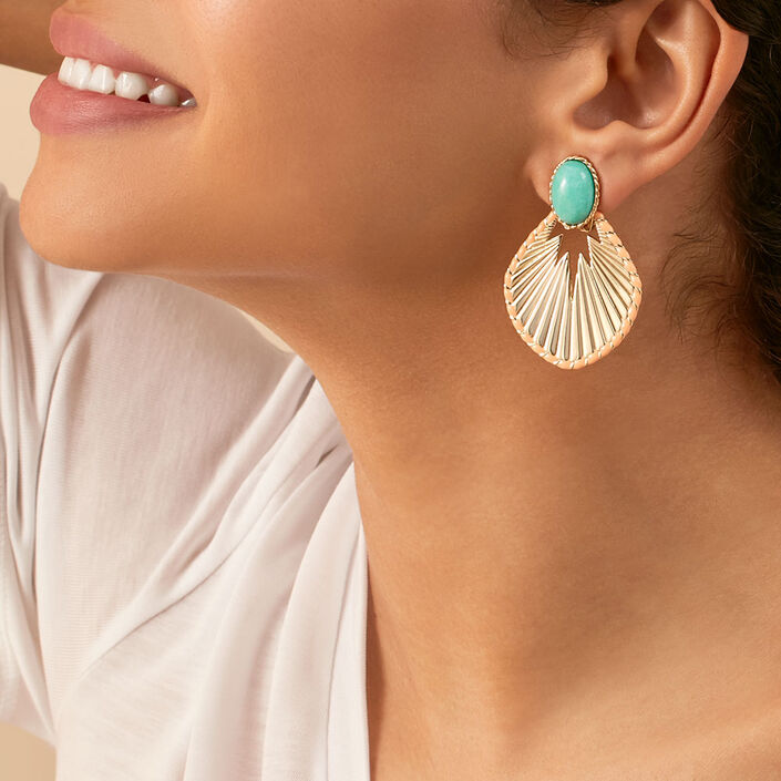 Boucles d'oreilles clips ARLEQUIN - Amazonite - Boucles d'oreilles  | Agatha