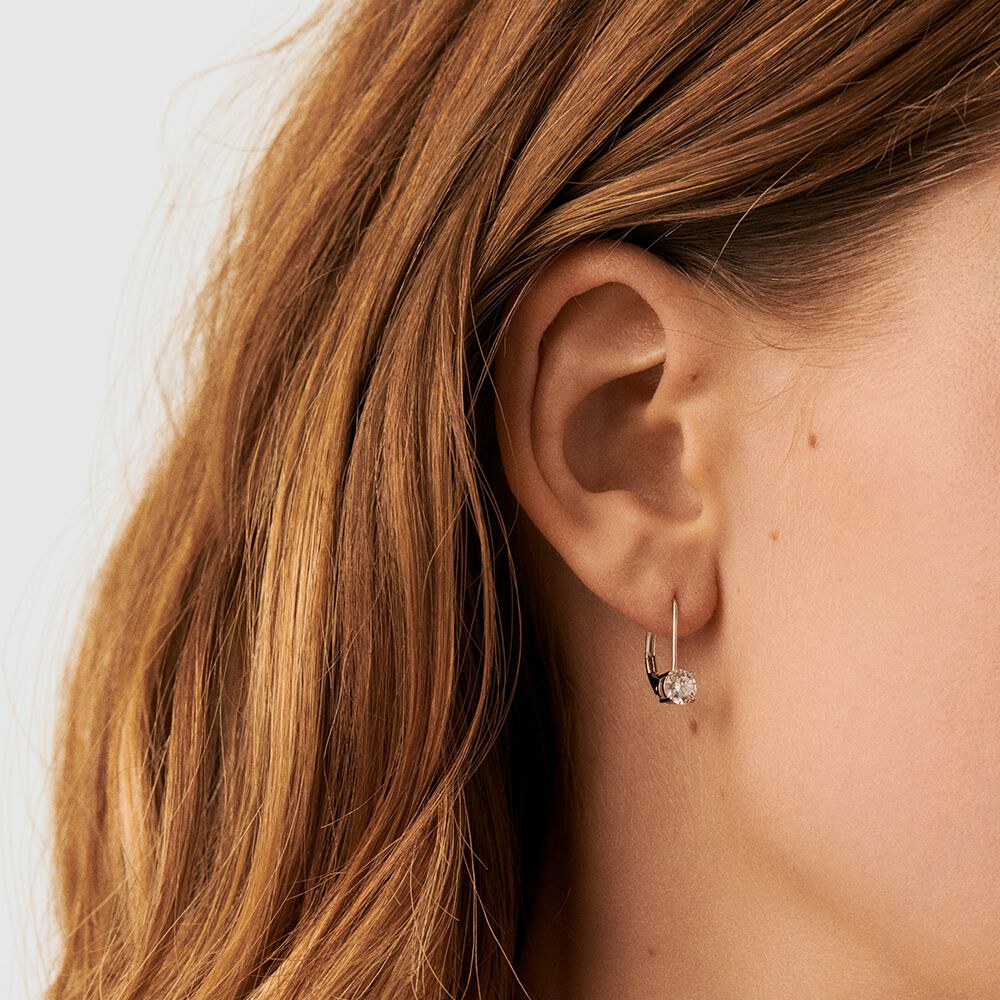 Boucles d'oreilles pendantes SOL - Cristal / Argenté - Boucles d'oreilles dormeuses  | Agatha