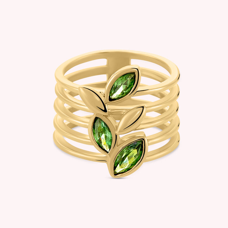 Bague large LEAVES - Vert / Doré - Bagues  | Agatha