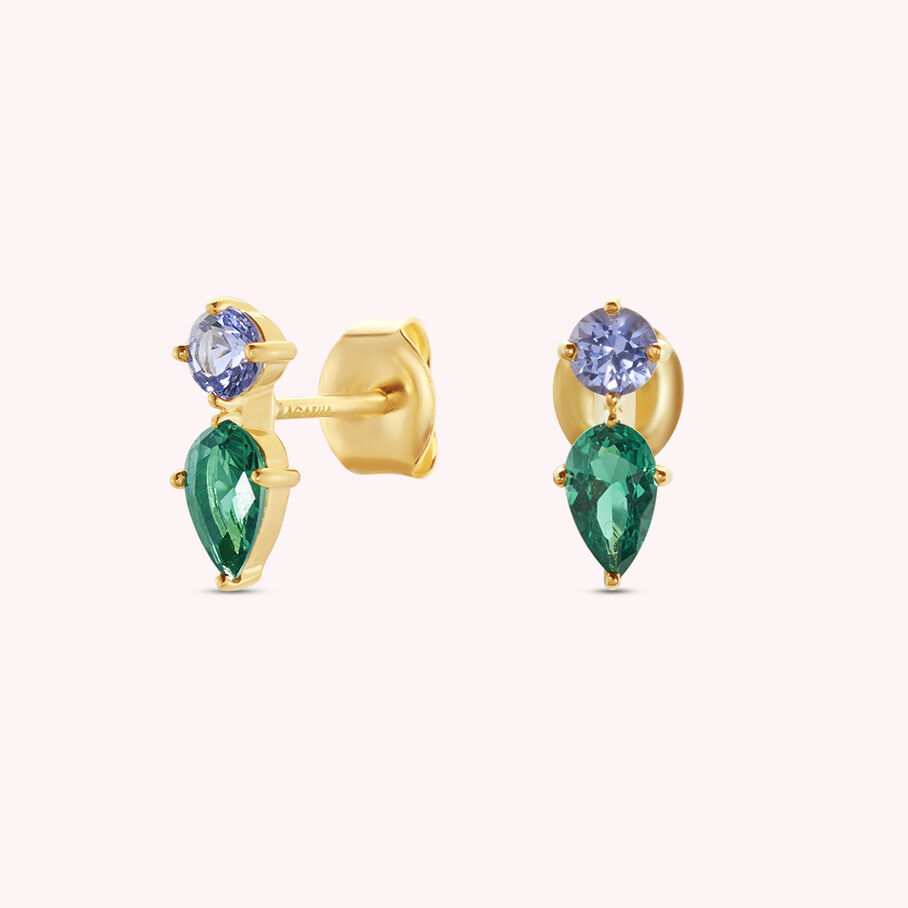 Boucles d'oreilles puces ASTRE - Vert / Doré - Boucles d'oreilles puces  | Agatha