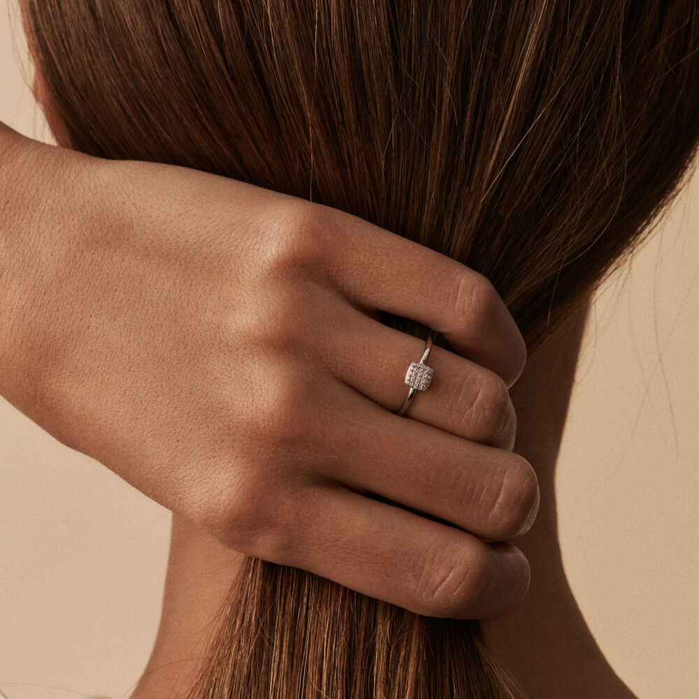Bague fine GLORIA - Cristal / Argenté - Bagues  | Agatha