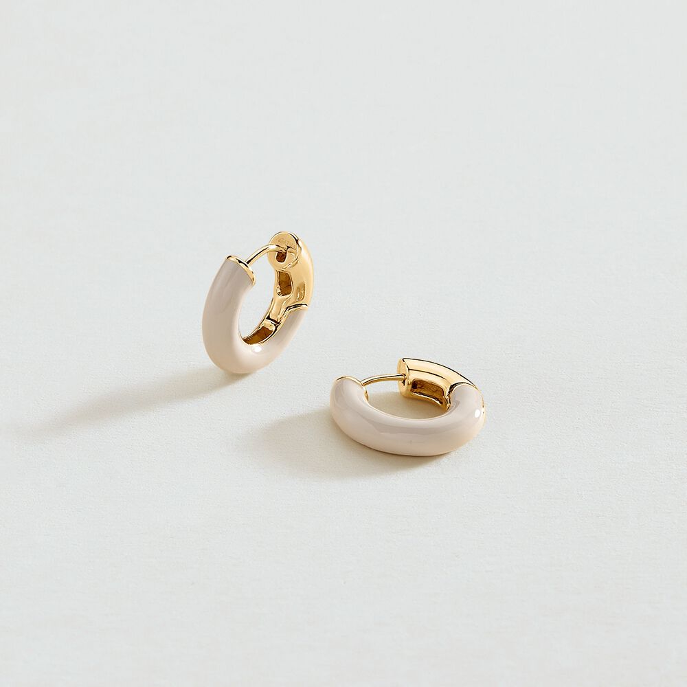 Créoles LEO - Blanc / Doré - Boucles d'oreilles fantaisies  | Agatha