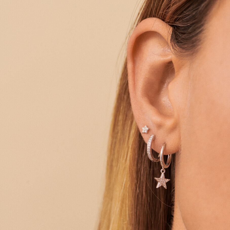 Piercing créole ESTRE - Cristal / Argenté - Piercings  | Agatha