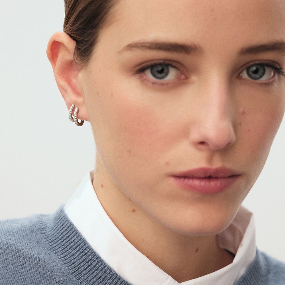 Créoles RONDOU - Cristal / Argenté - Boucles d'oreilles fantaisies  | Agatha