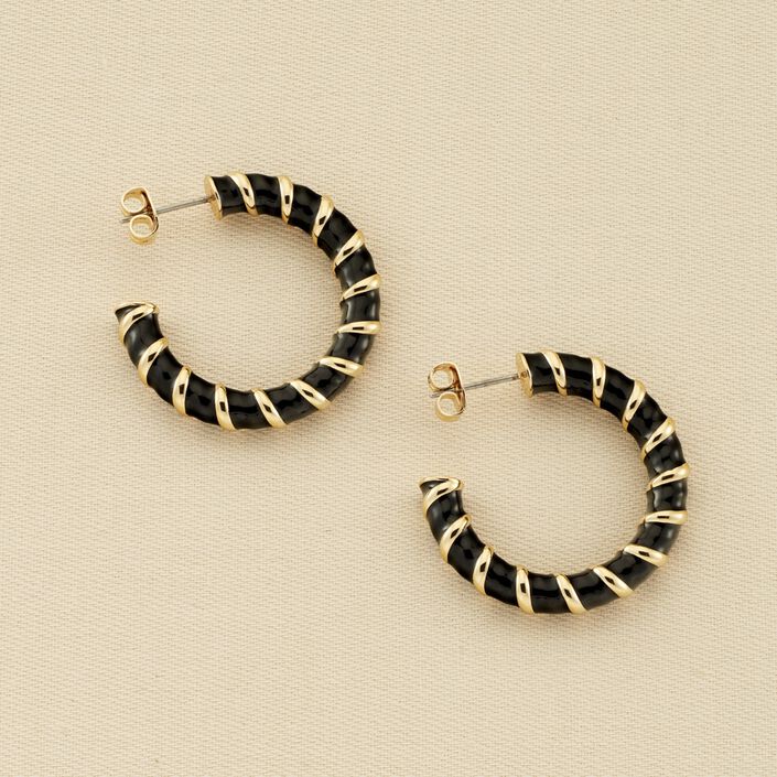Créoles SESHA - Noir / Doré - Boucles d'oreilles  | Agatha