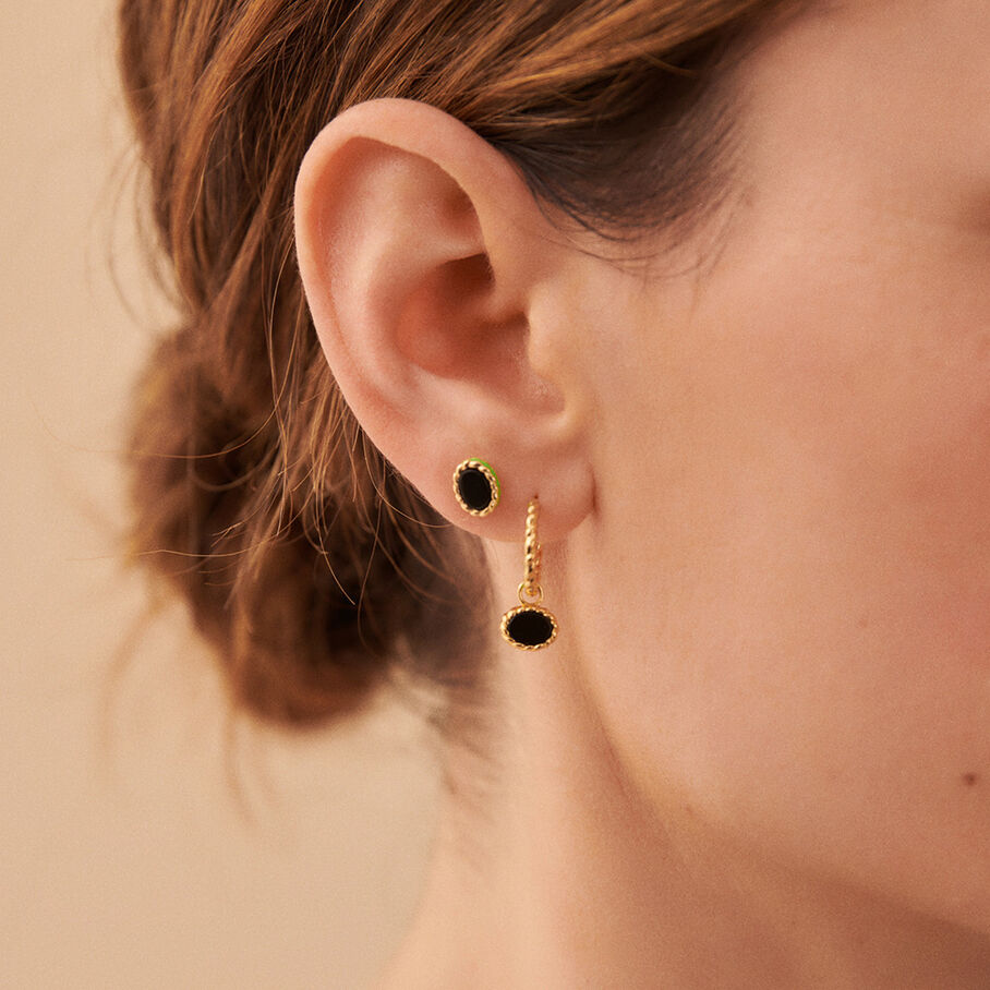 Boucles d'oreilles puces ATMA - Onyx/ vert - Boucles d'oreilles puces  | Agatha