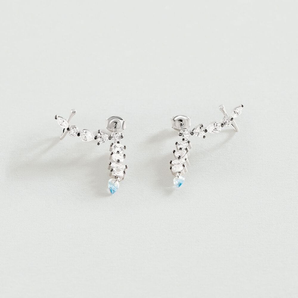 Boucles d'oreilles pendantes JACKIE - Argenté / Bleu aquamarine  - Boucles d'oreilles pendantes  | Agatha