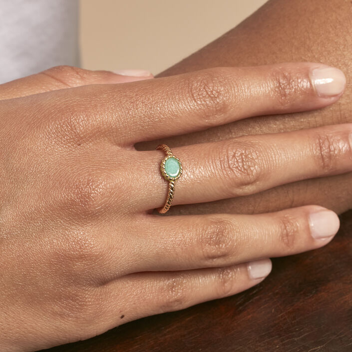 Bague fine ATMA - Amazonite/ jaune - Bagues  | Agatha